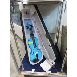 New Blue 4/4 Violin with Bow, Case and Rosin