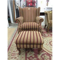 Vintage Wing Back Chair with Footstool