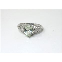 Brand New Green Amethyst & 2 Diamond Ring