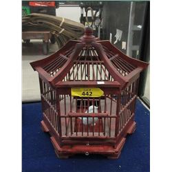 Wood Bird Cage with Ceramic Bird