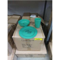 3 Cases of Children's New Plastic Dishes - Green