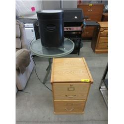 File Cabinet, Paper Shredder & Small Patio Table