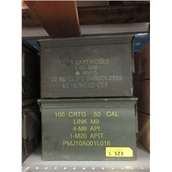 2 Military Surplus Metal Ammo Boxes -6  x 7  x 12 