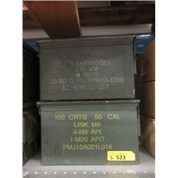 2 Military Surplus Metal Ammo Boxes -6" x 7" x 12"