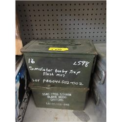 2 Military Surplus Metal Ammo Boxes -6  x 7  x 12 