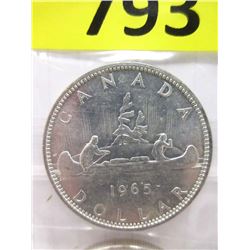 Two 1965 Canadian 80% Silver Dollar Coins