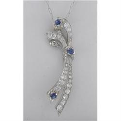 Platinum, diamond and sapphire necklace #840994