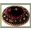 Image 1 : VICTORIAN GOLD GARNET MINE CUT DIAMOND BROOCH #841567