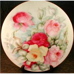 THOMAS Bavaria ROSES HP Plate ANTIQUE LARGE #843100