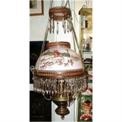 FOX Hunting Shade HANGING Oil Lamp ANTIQUE #843102