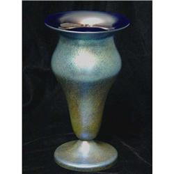  Large (10") Iridescent Teal / Blue Glass Vase #843173