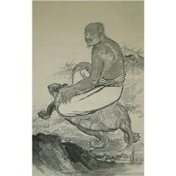 Japanese Antique Painting, 8 Feet Tall! Kame #843194