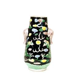Old Chinese Famille Verte Vase w Dragon #843288