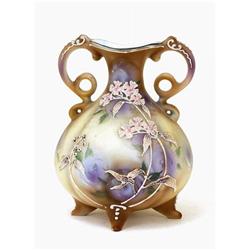 Old Japanese Nippon Moriage Flower Vase  #843300