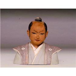 Old Japanese Hakata Doll Samurai Head Bust #843364