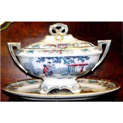 Chinese motif English Staffordshire Tureen #843402