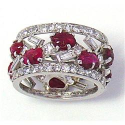 Magnificent  Platinum  Ruby and Diamond Band #843419