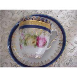 GORGEOUS COBALT BLUE DEMITASSE CUP and SAUCER  #843534