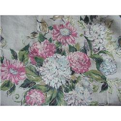 ROMANTIC VINTAGE BARKCLOTH HUGE PANEL FLORAL  #843535