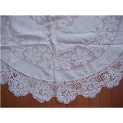 EXQUISITE ROUND VICTORIAN LINEN TABLECOTH FANCY #843543