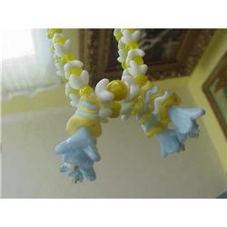VINTAGE 1930s CZECH ART GLASS FLORAL NECKLACE #843553