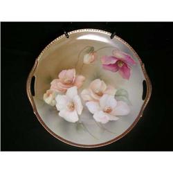 R S GERMANY PORCELAIN FLORAL DECORATED PLATE #843589