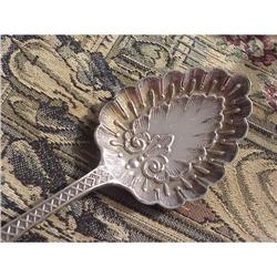 VICTORIAN ORNATE SILVER SERVING SPOON  #843600