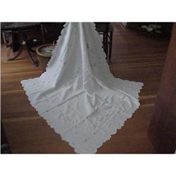 VICTORIAN FANCY LINEN TABLECLOTH CHIC #843603