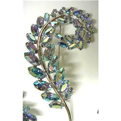 Iridescent BLUE RHINESTONE BROOCH #851815