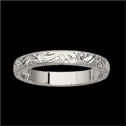 14k White Gold Wedding Band SZ 7 HAND ENGRAVED #851880