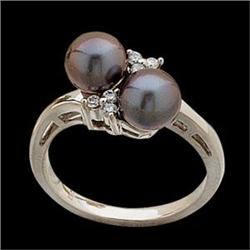WHITEGold ring BLACK PEARLS DIAMONDS #851888