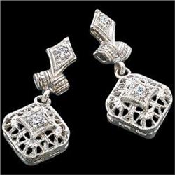 PLATINUM Filigree DIAMOND EARRINGS #851891