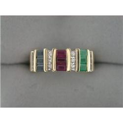  14k Ring Sapphires Ruby Emerald Diamonds! #851896