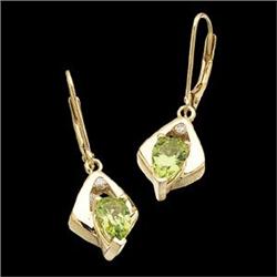 14k Earrings PERIDOT w DIAMOND  #851898