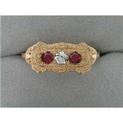 Antique Style Gold Ring DIAMOND   RUBYS #851912