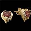 Image 1 : Gold Earrings HEART GARNET  DIAMONDS!  #851921