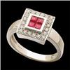 Image 1 : 14k White Gold  Ring RUBY w DIAMONDS #851922