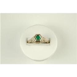 Antique  Filigree Ring EMERALD .45 CTS! #851935