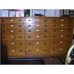 Vintage Oak File Cabinet 18 Drawers--University #851948