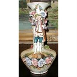 MAJOLICA Hunter VASE European LARGE Antique #851992