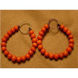 Fabulous Victorian Coral Yellow Gold Hoop #852149