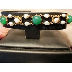 Exquisite Art Nouveau Gold Chrysoprase Pearl #852160