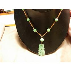 Art Deco Jade and Yellow Gold Necklace #852164