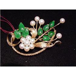 Wonderful Jade, Cultured Pearl and 14Kt Yellow #852277