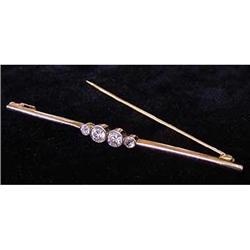 Edwardian Platinum on Gold Diamond Bar Pin #865405