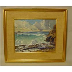 OIL ON BOARD SEACOAST PAINTING #865469