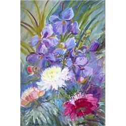  Irises and peonies  oil in impressionism style #865518