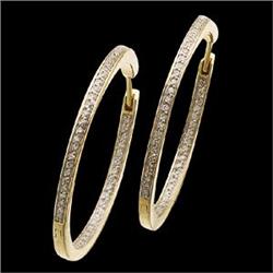 Gold HOOP Earrings DIAMONDS 1 CARAT! #865568