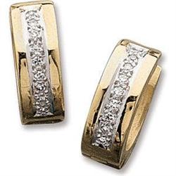 14K Gold HOOP EARRINGS w DIAMONDS #865570