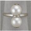 14K white gold double cultured pearl ring #865648